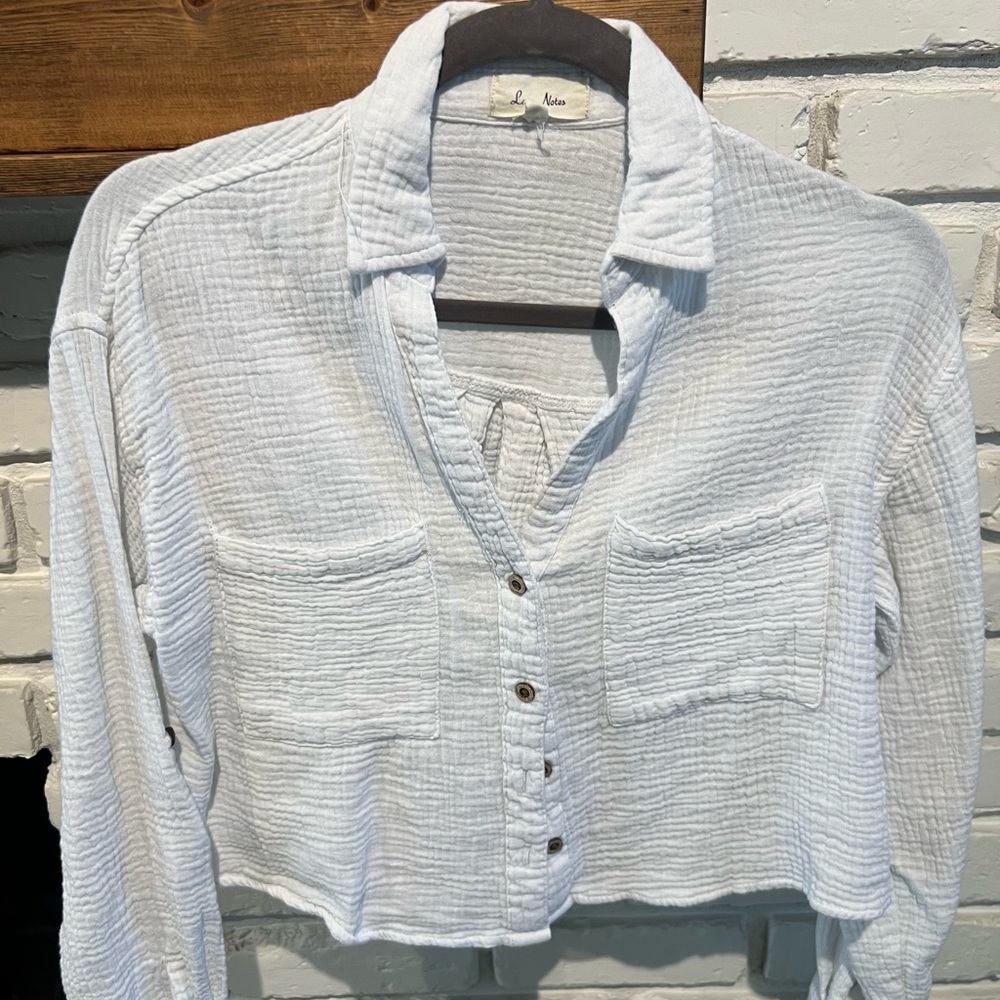 Altar'd State Textured White Button-Down Shirt